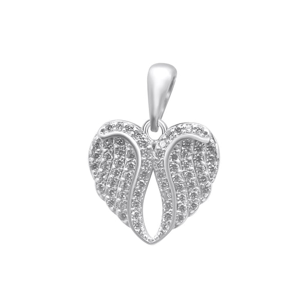 Sterling Silver Heart Angel Wing Pendant
