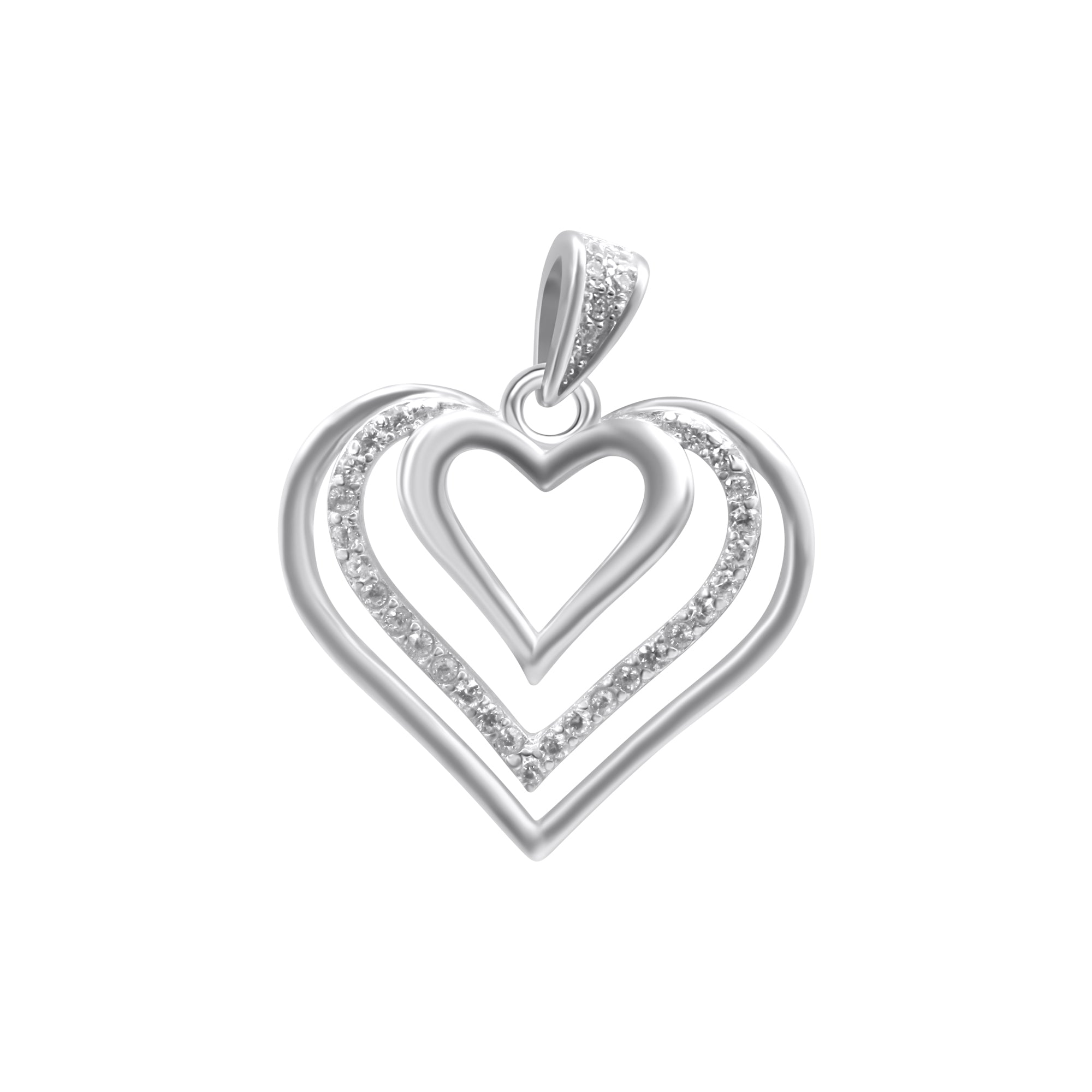 Sterling Silver CZ Heart Pendant