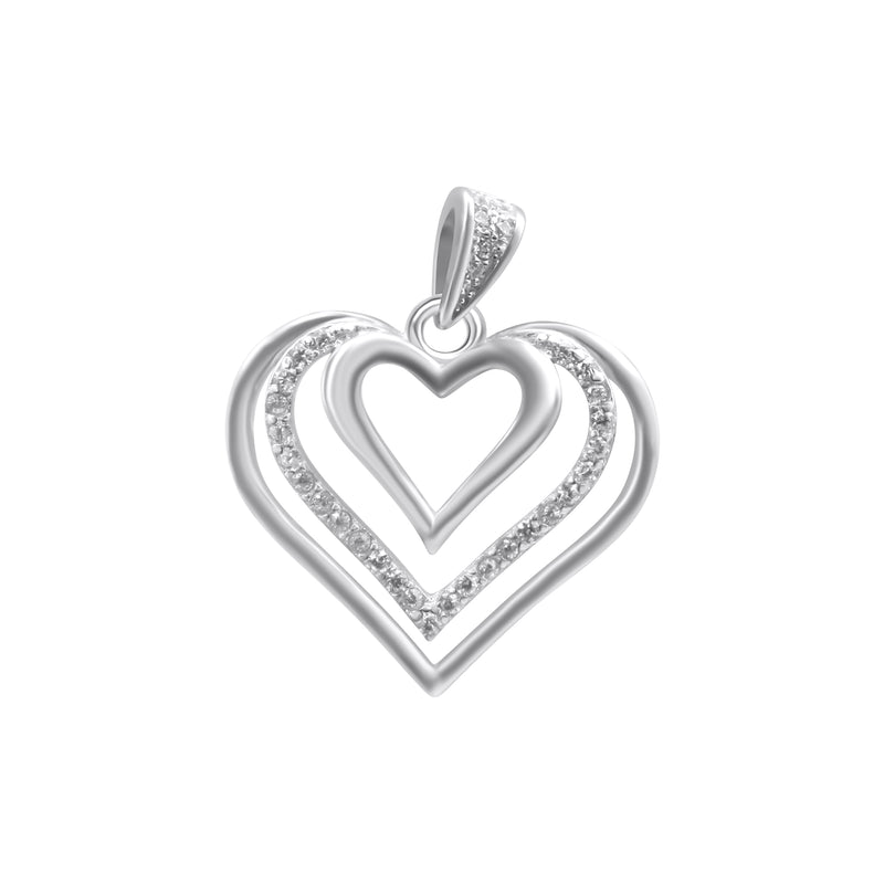 Sterling Silver CZ Heart Pendant