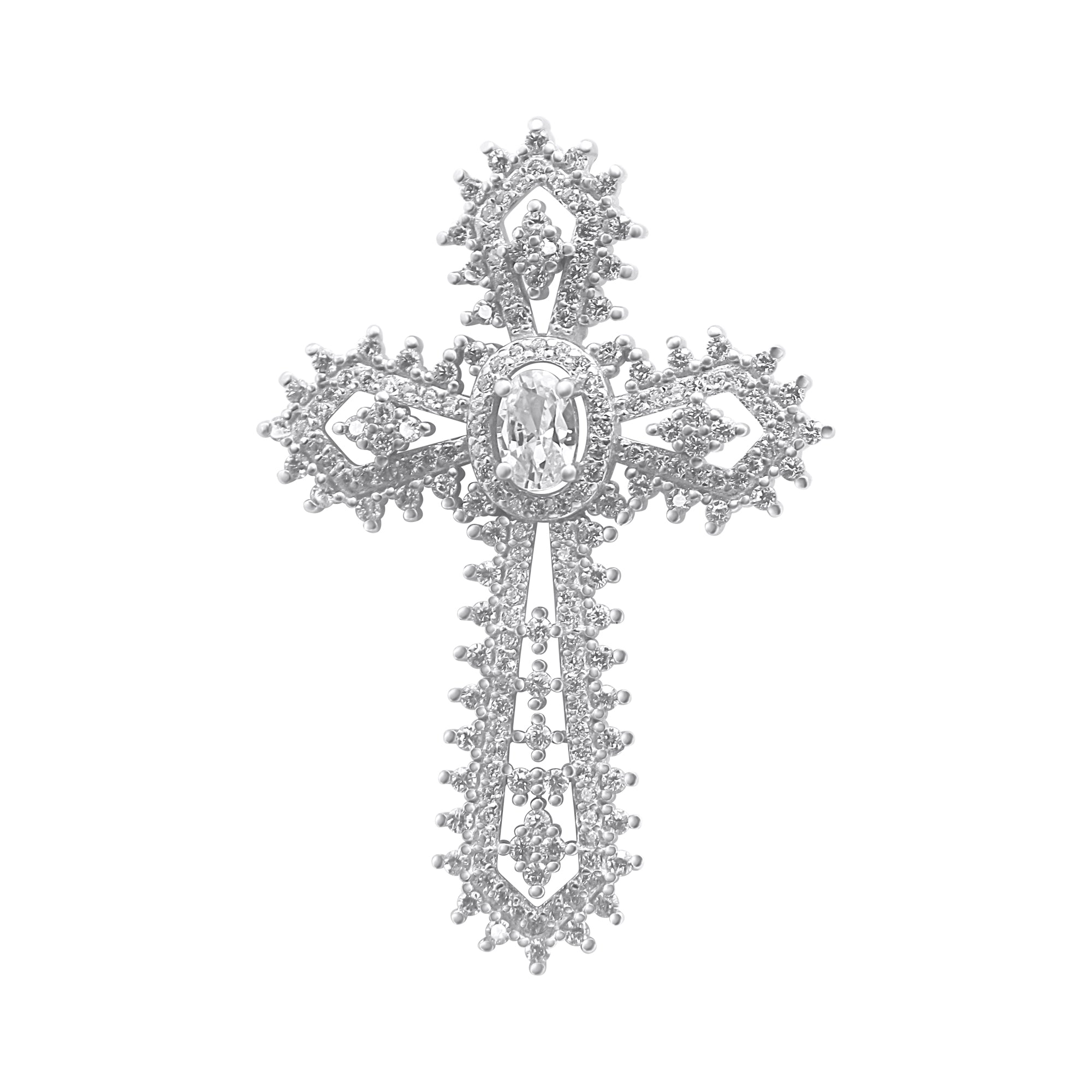 Sterling Silver Large Decorative Cross Pendant