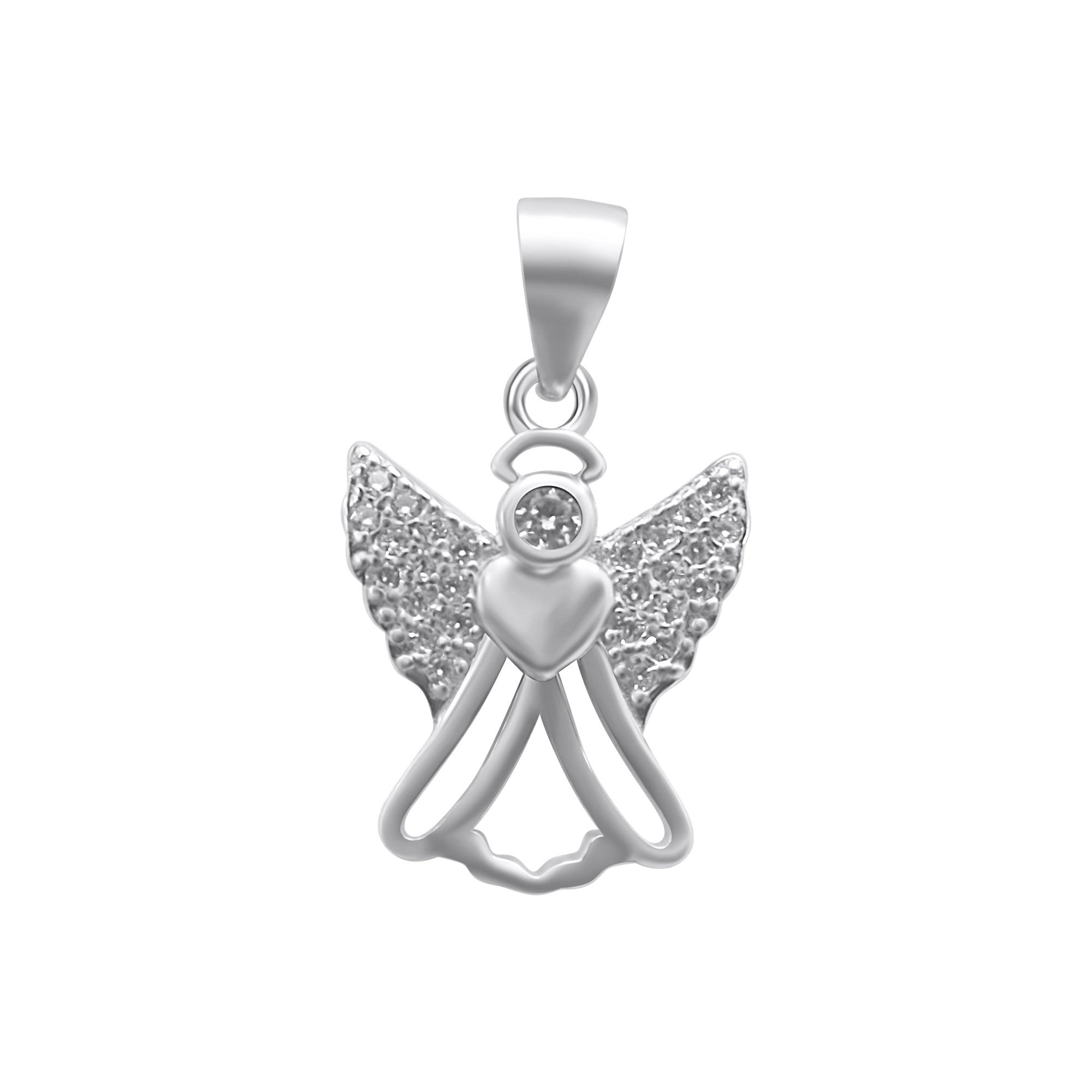 Sterling Silver CZ Angel Pendant