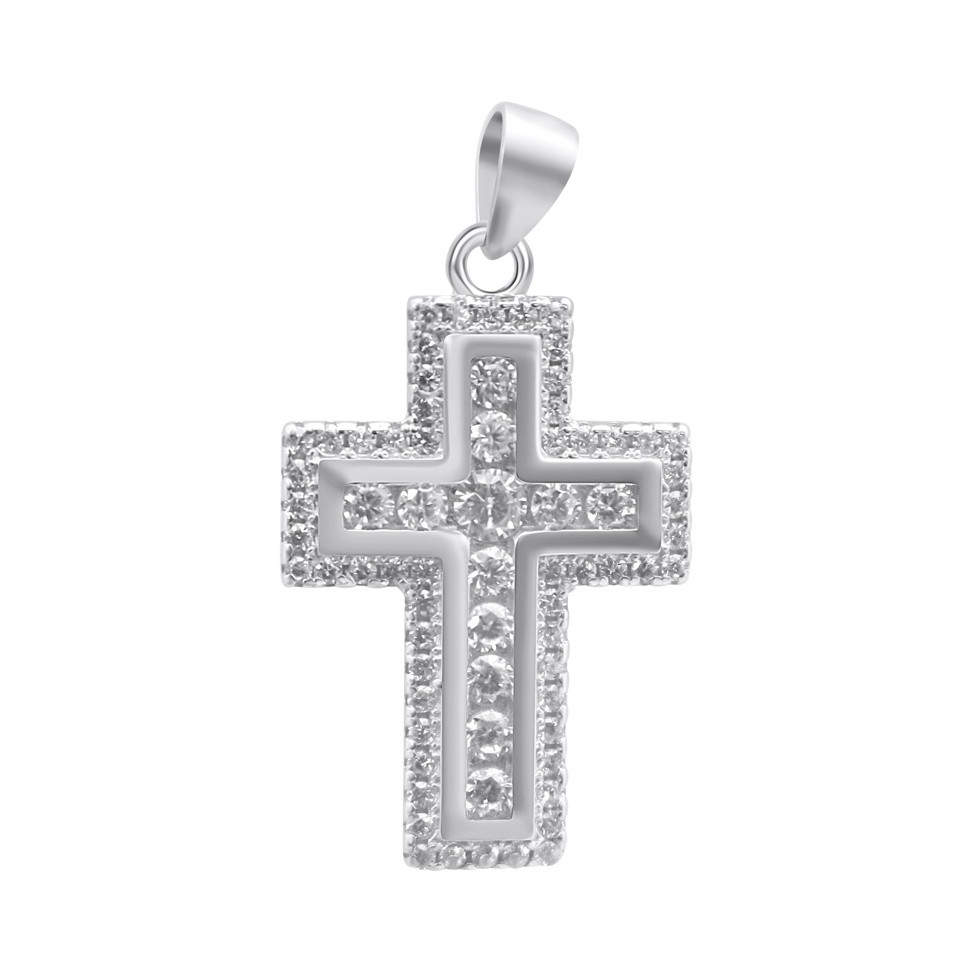 Sterling Silver CZ Cross Pendant