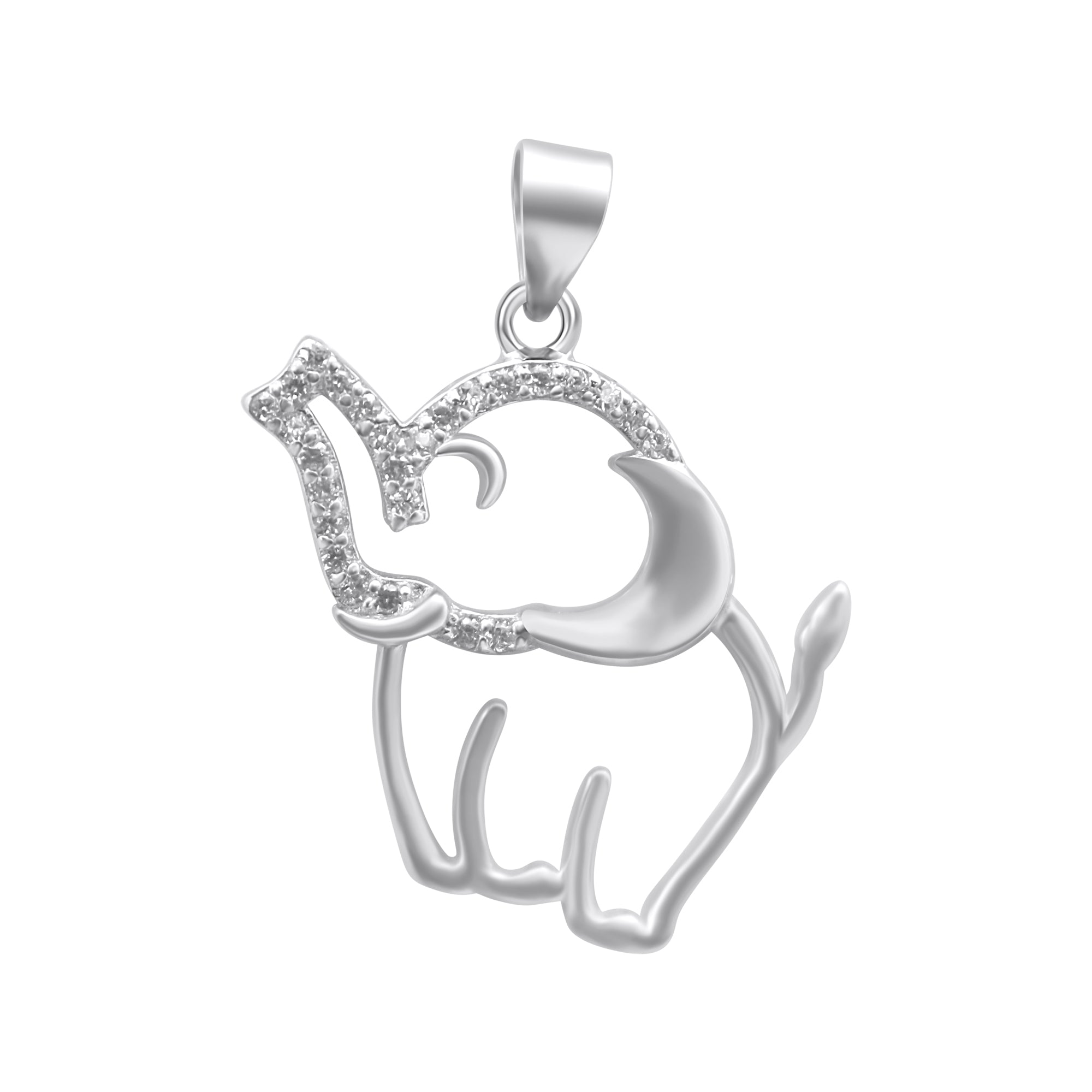 Sterling Silver CZ Elephant Pendant