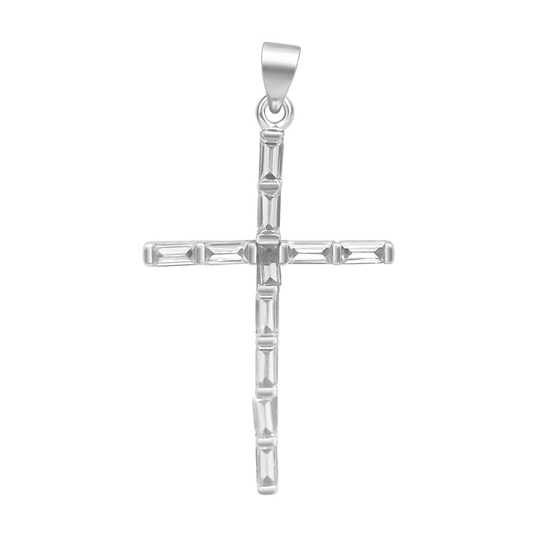 Sterling Silver Baguette Cross Pendant