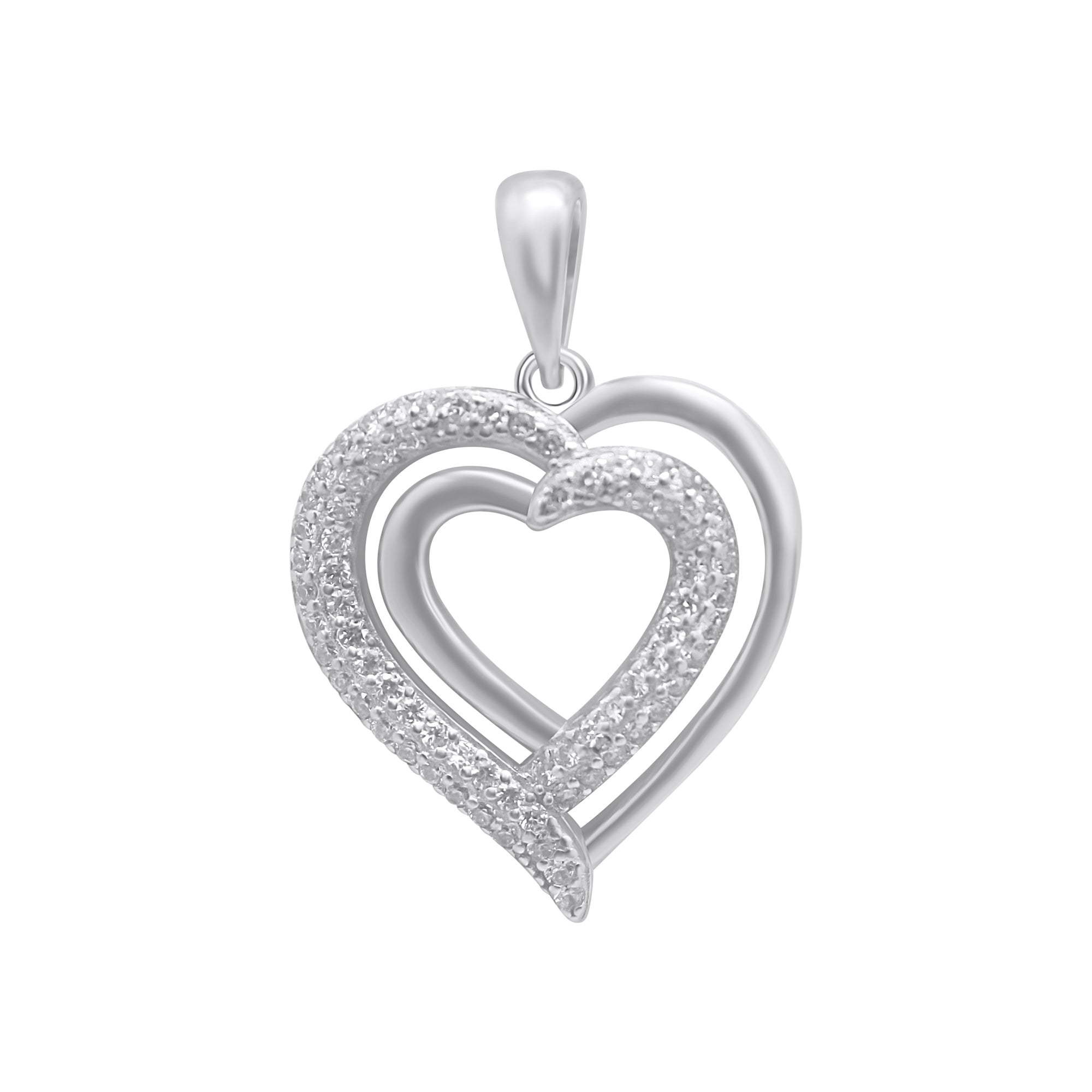 Sterling Silver CZ Heart Pendant