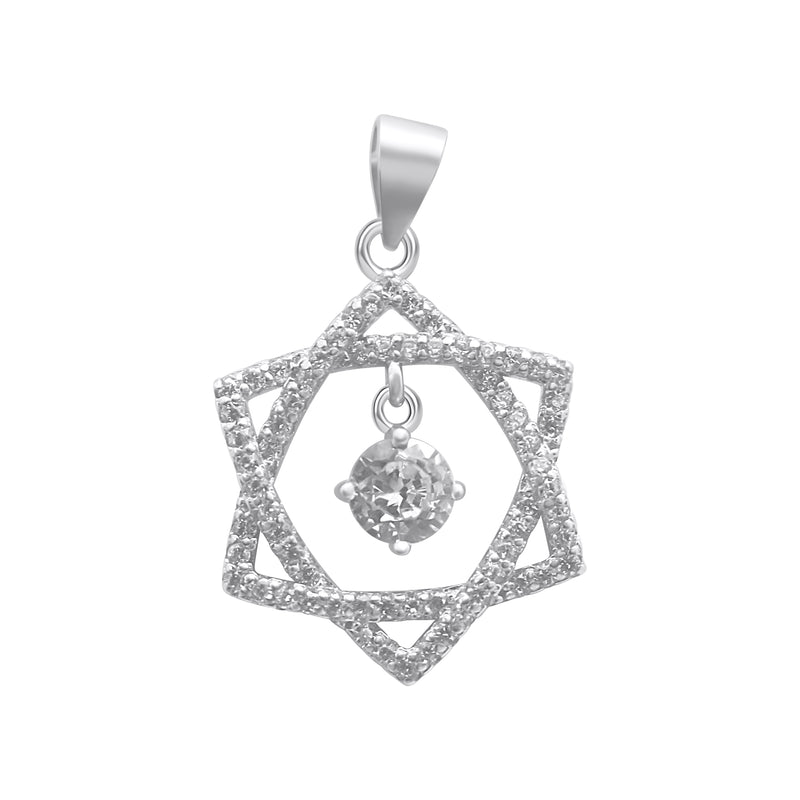 Sterling Silver Star of David Dangling CZ Center