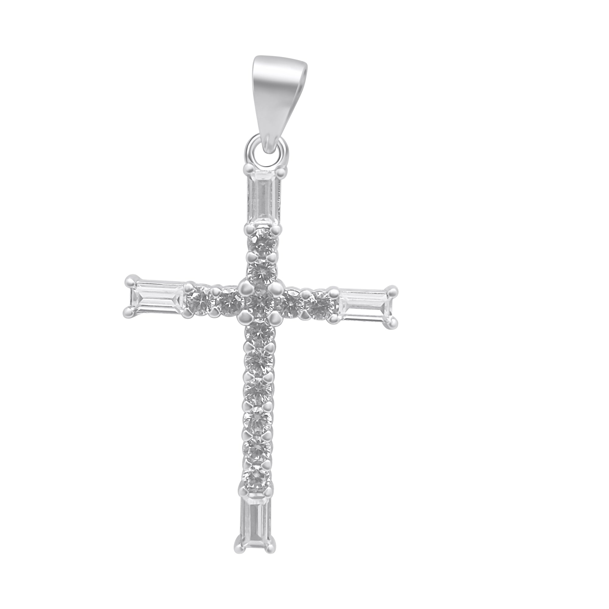 Sterling Silver CZ Cross Pendant