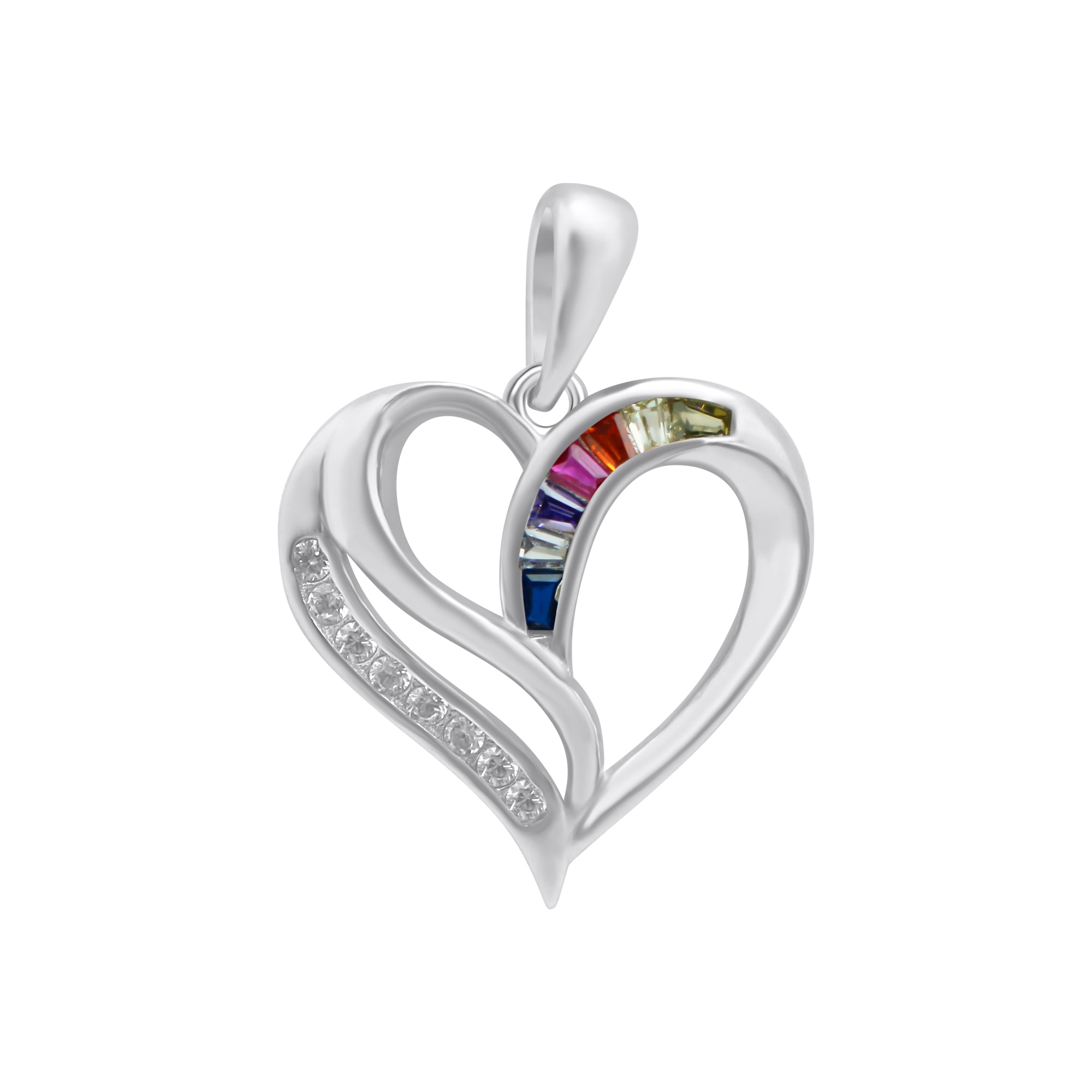 Sterling Silver Multi Color Heart Pendant