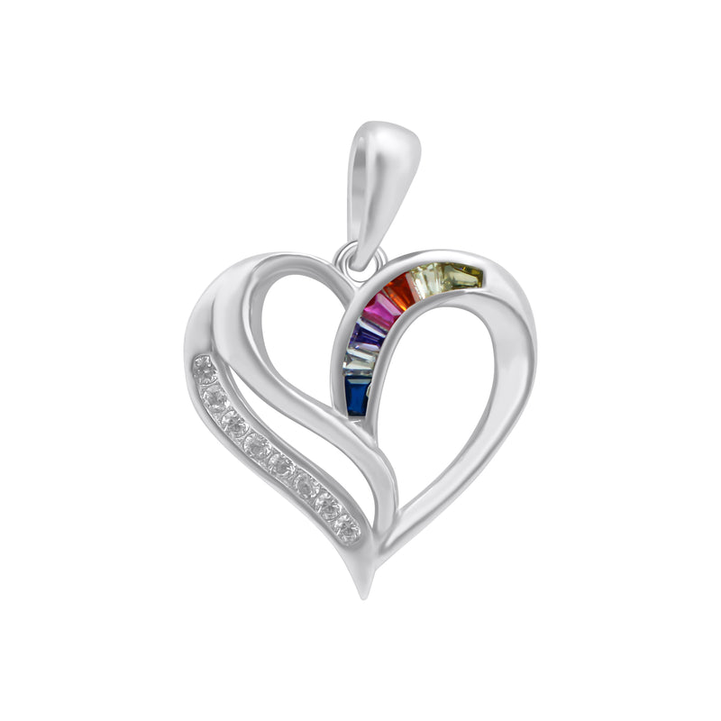 Sterling Silver Multi Color Heart Pendant