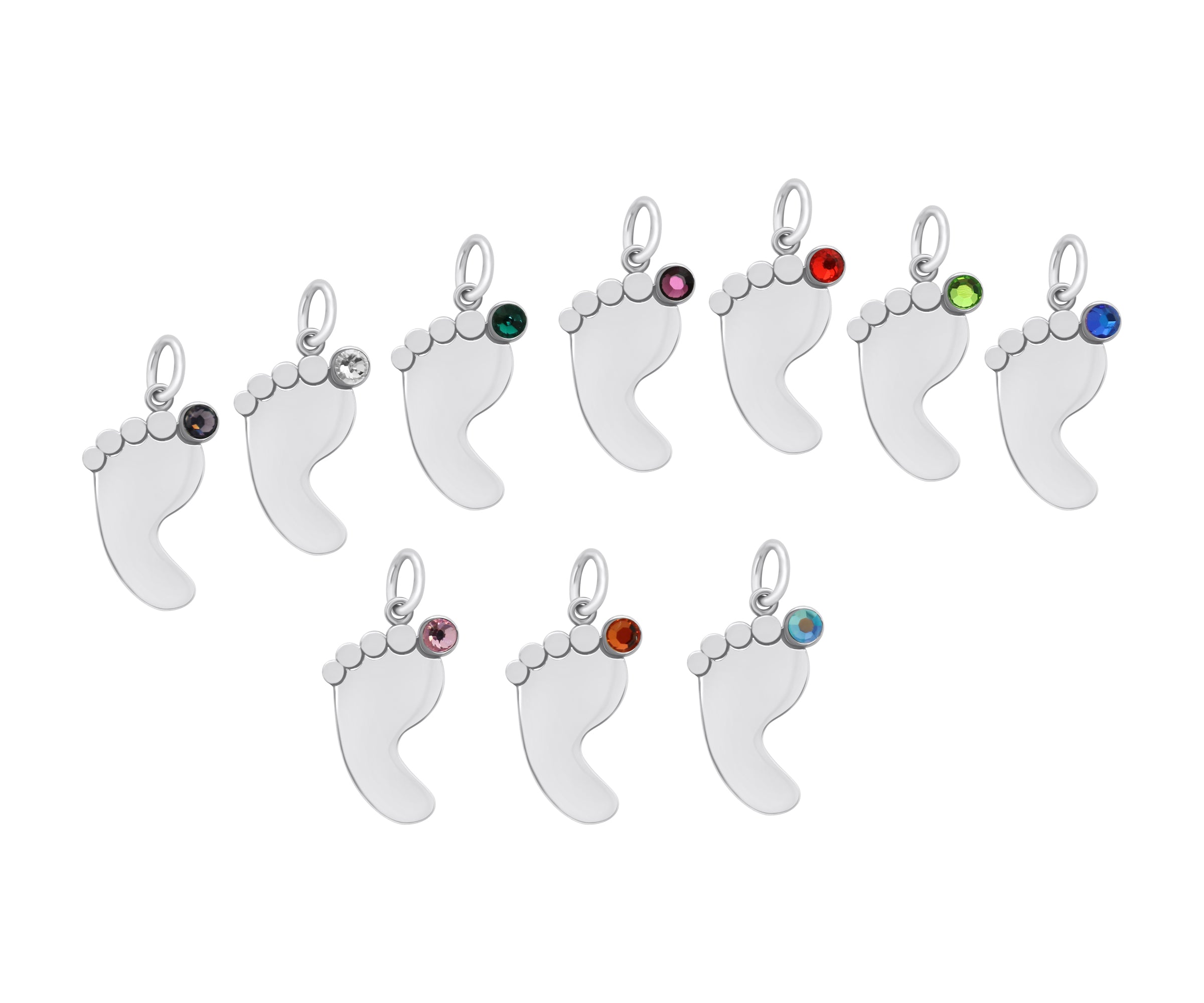 Sterling Silver Baby Foot BirthStone Pendant