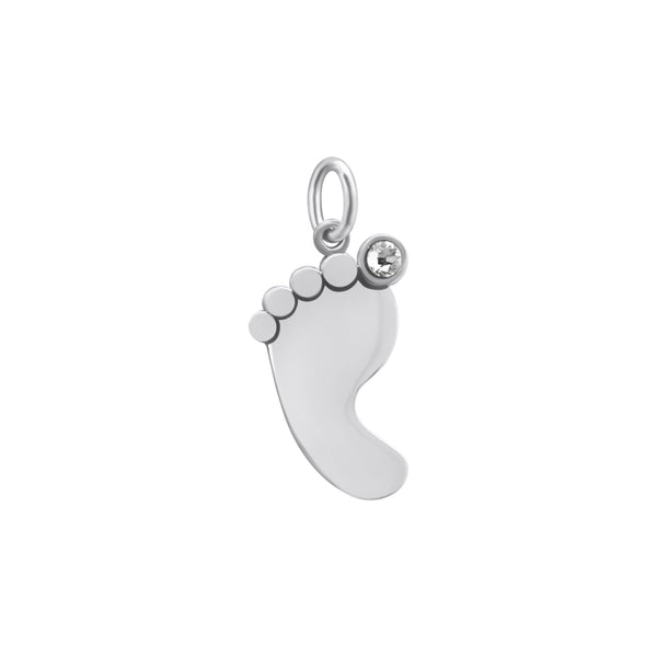 Sterling Silver Baby Foot BirthStone Pendant