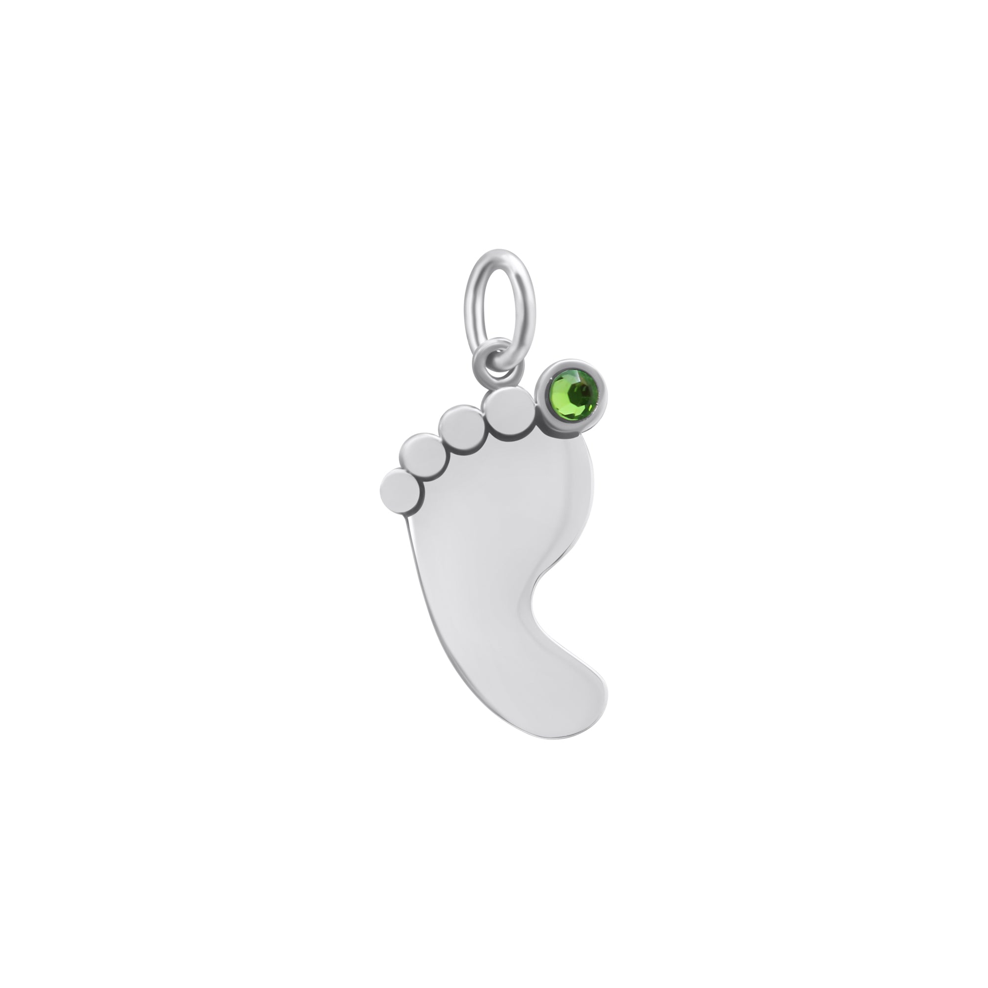 Sterling Silver Baby Foot BirthStone Pendant