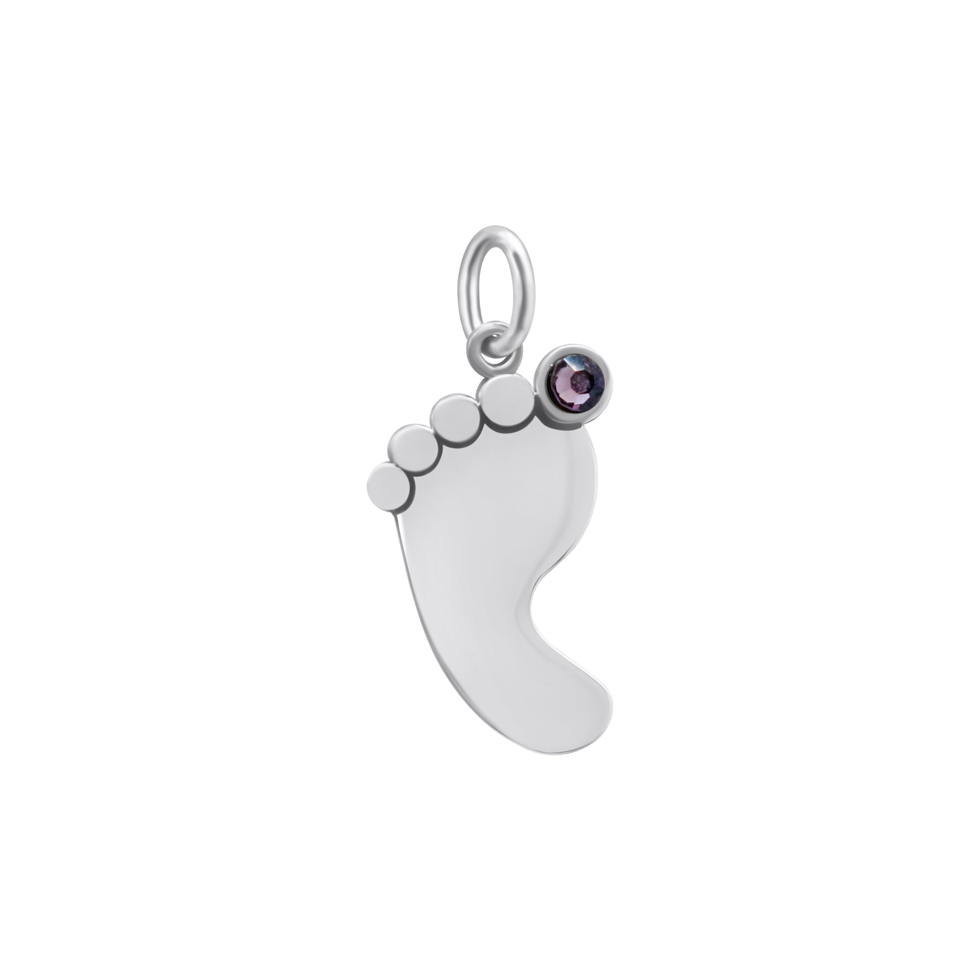 Sterling Silver Baby Foot BirthStone Pendant