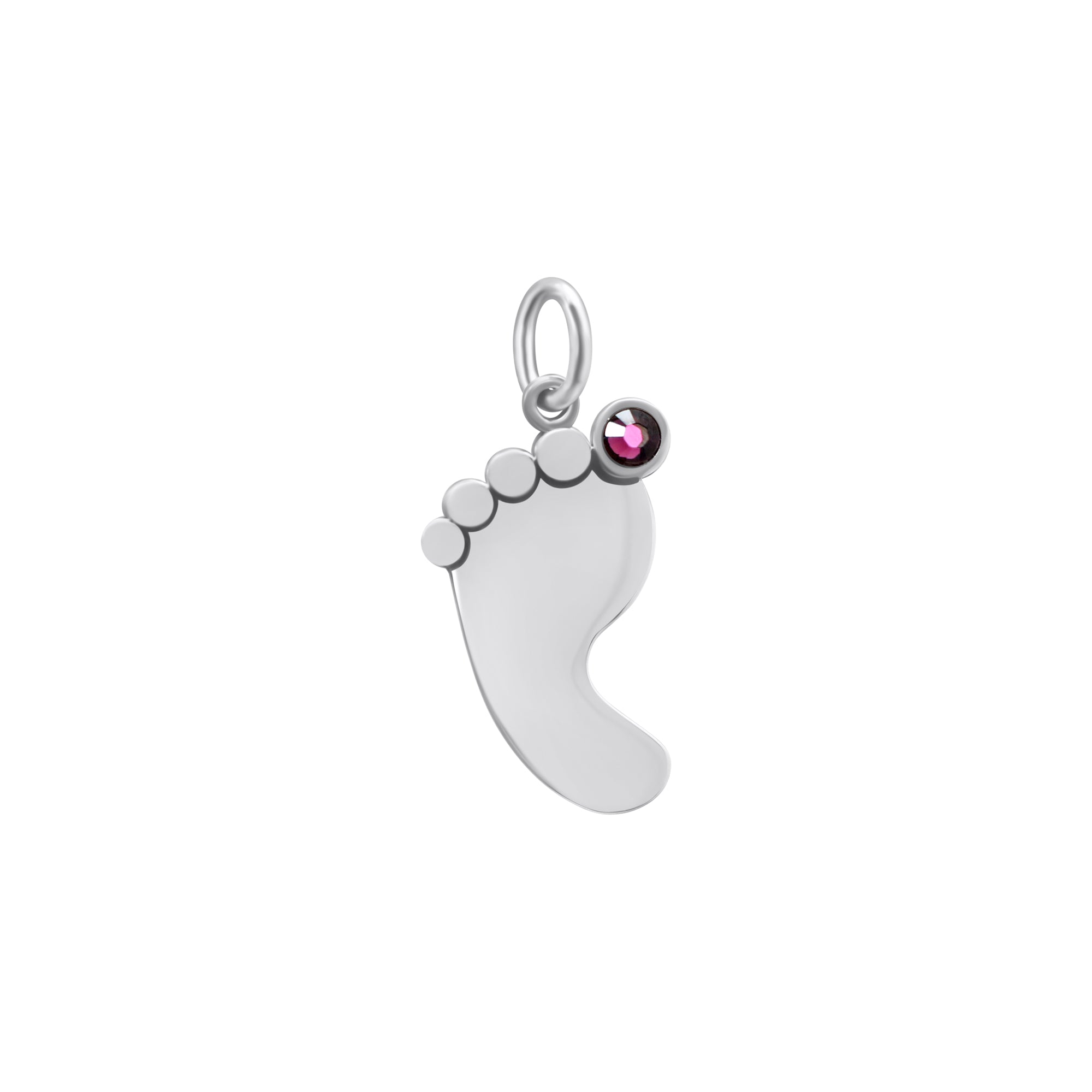 Sterling Silver Baby Foot BirthStone Pendant