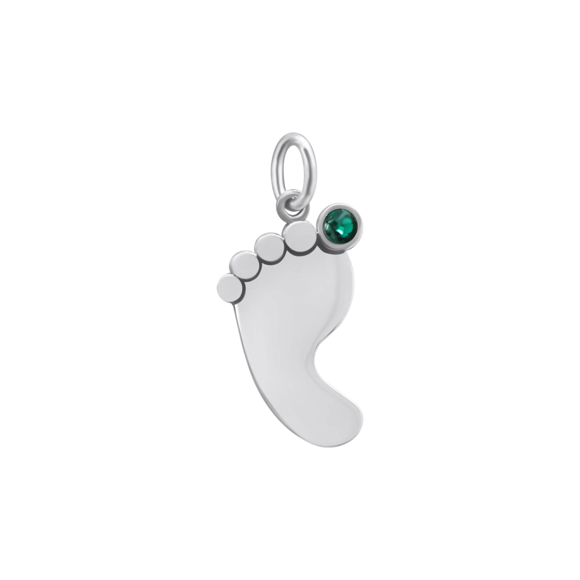 Sterling Silver Baby Foot BirthStone Pendant