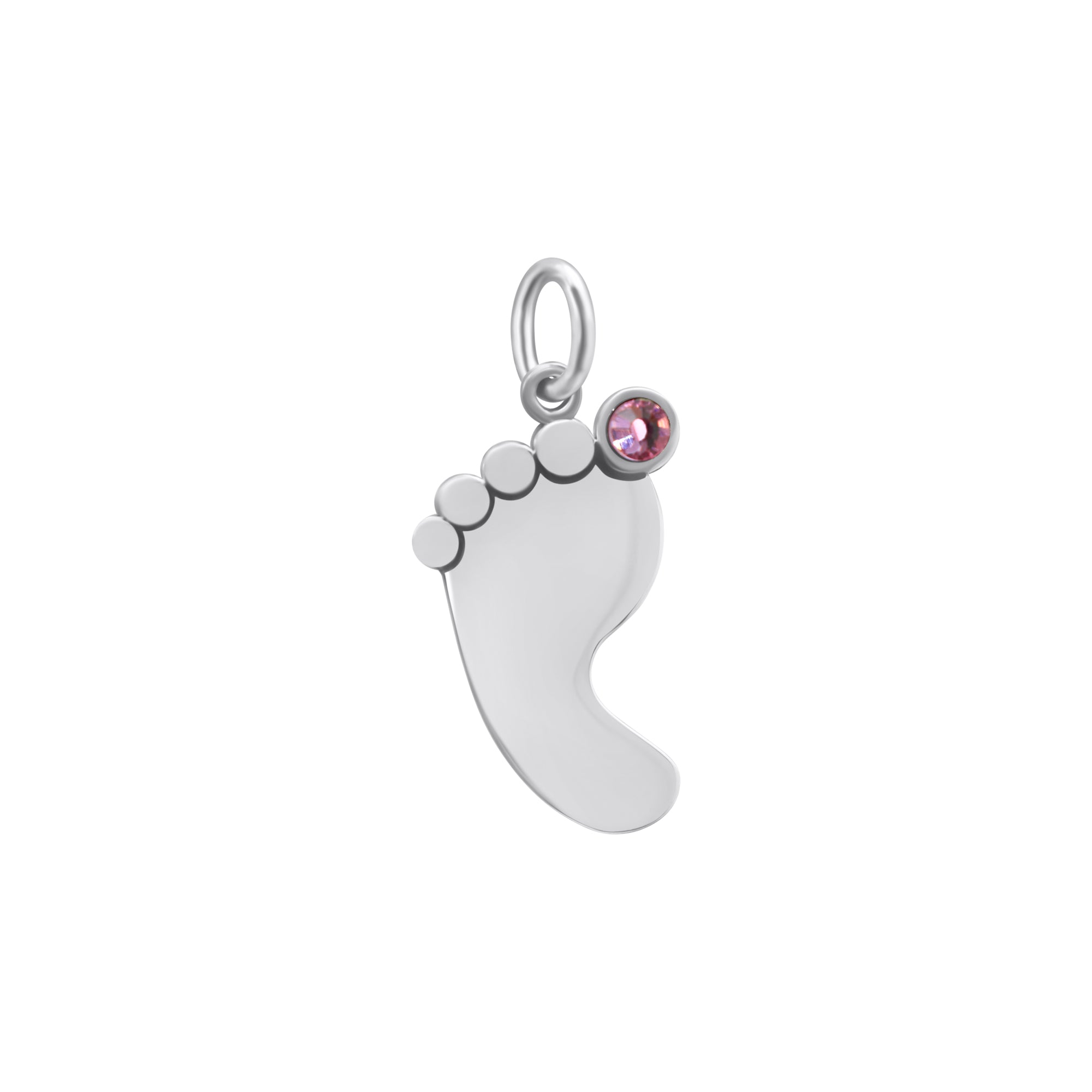 Sterling Silver Baby Foot BirthStone Pendant