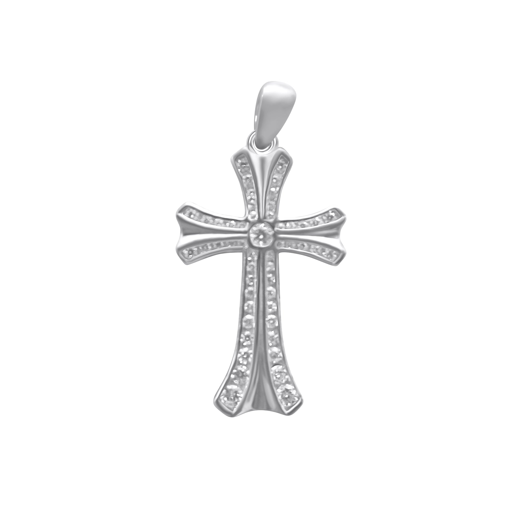 Sterling Silver Decorative Large Cross Pendant