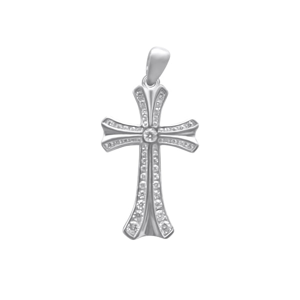 Sterling Silver Decorative Large Cross Pendant