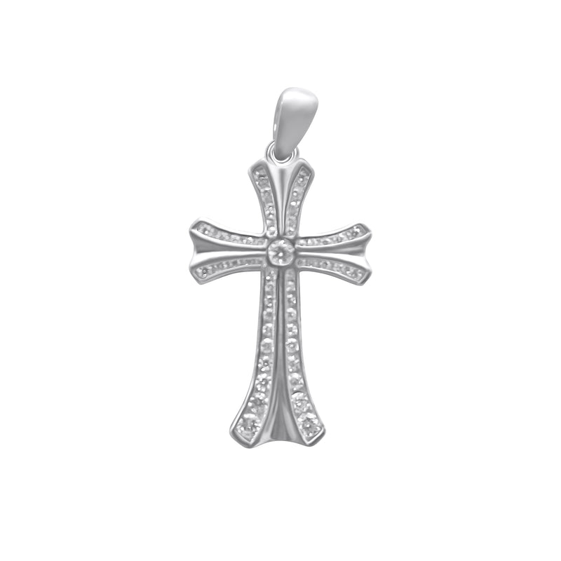 Sterling Silver Decorative Large Cross Pendant