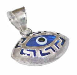 Stylish 0.6 X 0.4; Sterling Silver Blue Evil Eye Pendant. - Atlanta Jewelers Supply