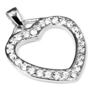 Sterling Silver 0.8 X 0.7 Cut Out Heart Pendant With Mounted Cz Stones - Atlanta Jewelers Supply