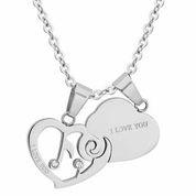 Silver Color Stainless Steel Pendant Features Joined Hearts, Musical Notes, A Clear Cz Stone And I Love You Making It The Perfect Gift For A Loved One. - Atlanta Jewelers Supply
