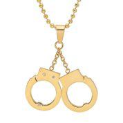 Stainless Steel Pair Of Gold Color Handcuffs Pendant Measures 0.9 (23 Mm) X 0.7 (20 Mm) - Atlanta Jewelers Supply