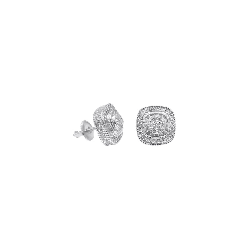 Sterling Silver Square CZ Screwback Studs