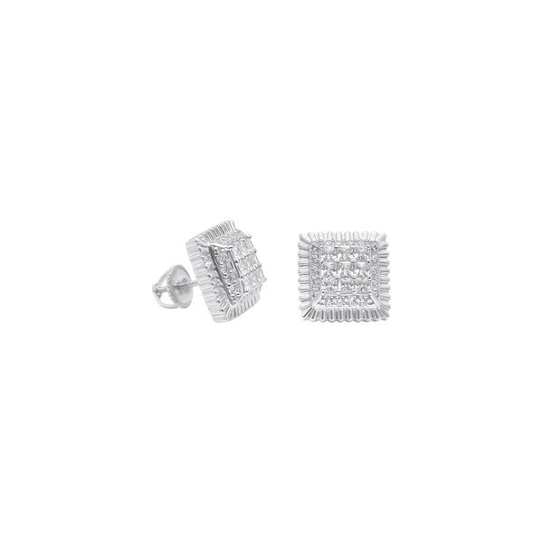 Sterling Silver Square CZ Screwback Studs