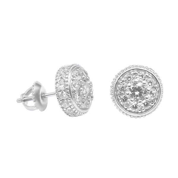 Sterling Silver Round CZ Screwback Studs