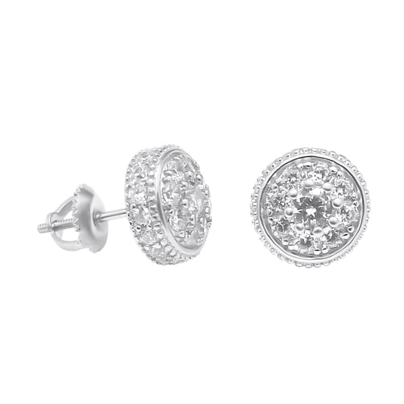 Sterling Silver Round CZ Screwback Studs