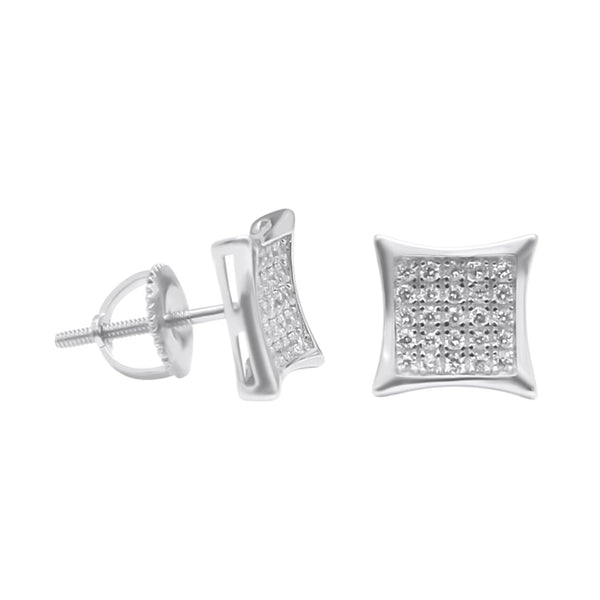 Sterling Silver CZ Square Screwback Studs (8.5mm)