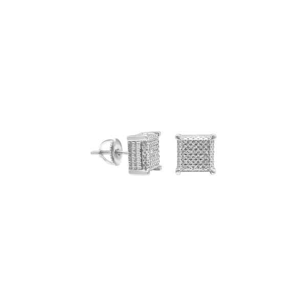 Sterling Silver Square CZ Screwback Studs (8.75mm)