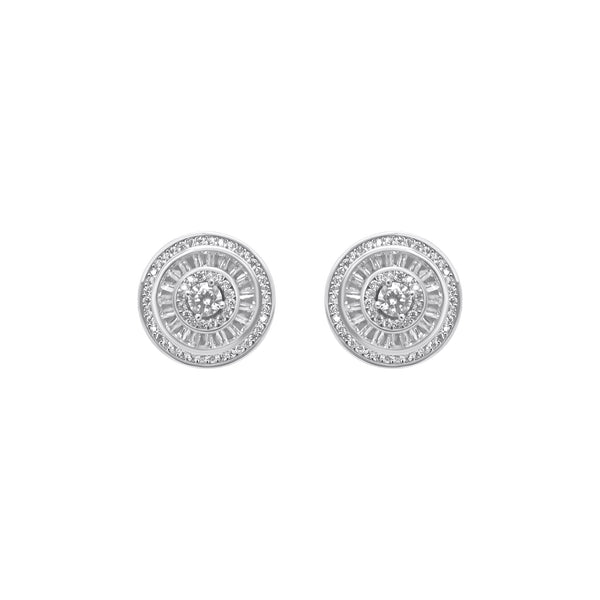 Sterling Silver Round CZ Screwback Studs (15mm)