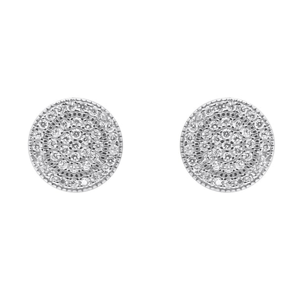 Sterling Silver Round CZ Screwback Studs (9.5mm)