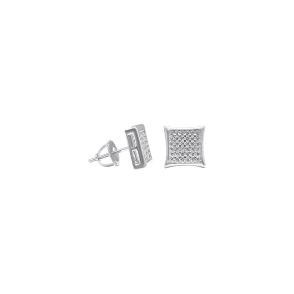 Sterling Silver Square CZ Screwback Studs (9mm)