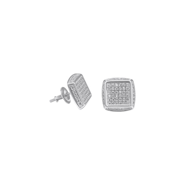 Sterling Silver Square CZ Screwback Studs (11mm)