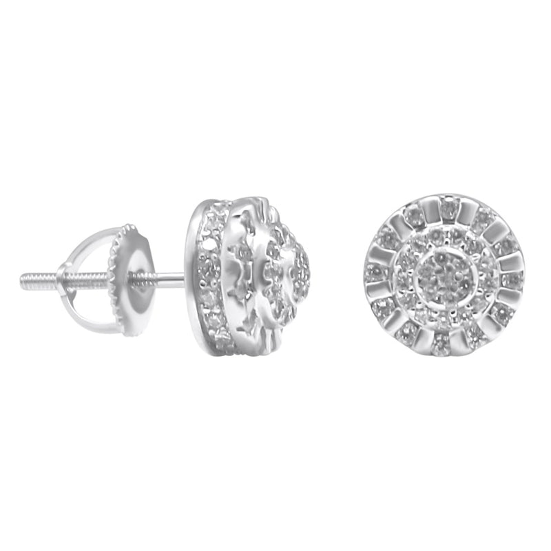 Sterling Silver Round CZ Screwback Studs (8.5mm)