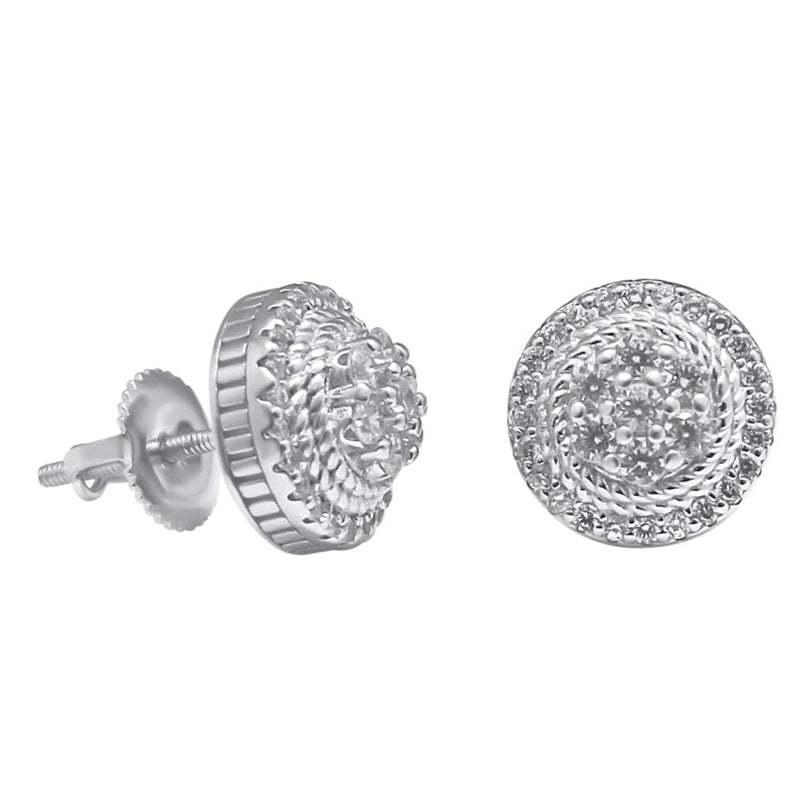 Sterling Silver Round CZ Screwback Studs (9mm)