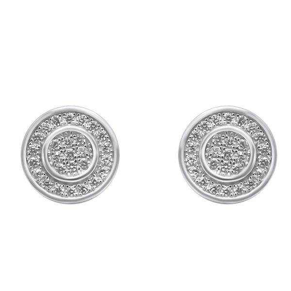 Sterling Silver Round CZ Screwback Studs (10mm)