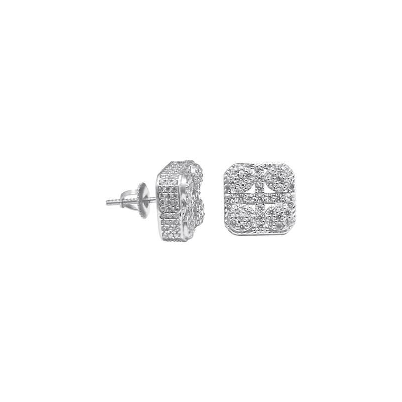 Sterling Silver Square CZ Screwback Studs (12mm)