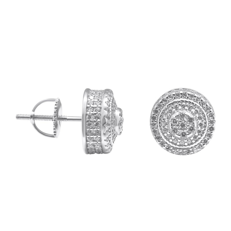 Sterling Silver Round CZ Screwback Studs (10mm)