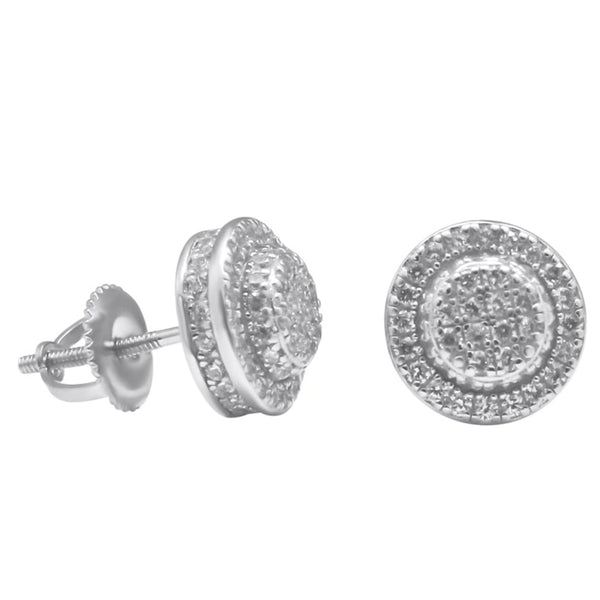 Sterling Silver Round CZ Screwback Studs (9mm)