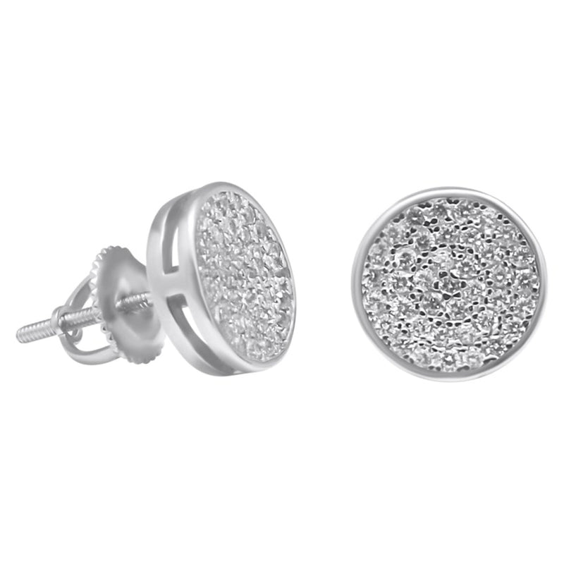 Sterling Silver Round CZ Screwback Studs (9mm)