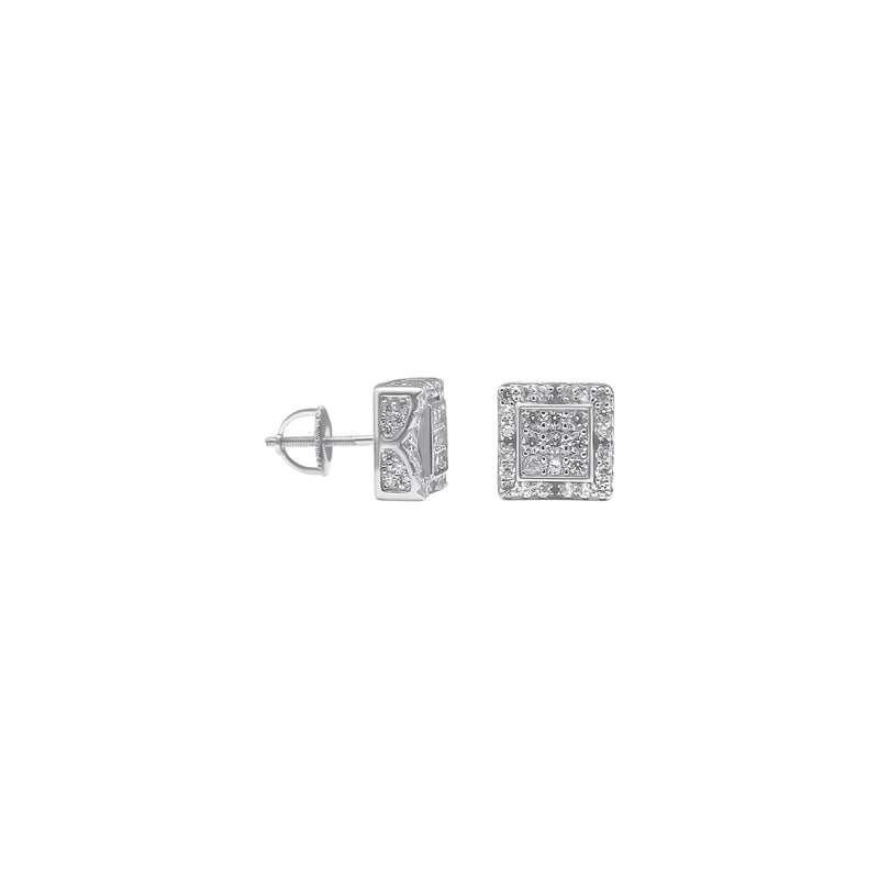 Sterling Silver Square CZ Screwback Studs (10mm)