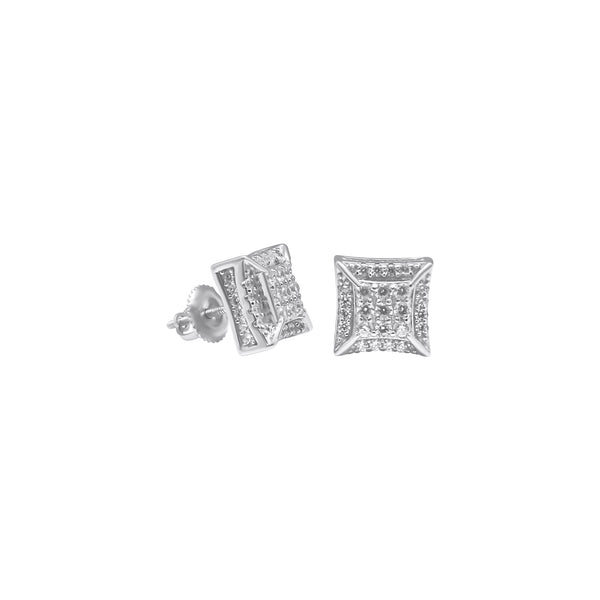 Sterling Silver Square CZ Screwback Studs (9.5mm)