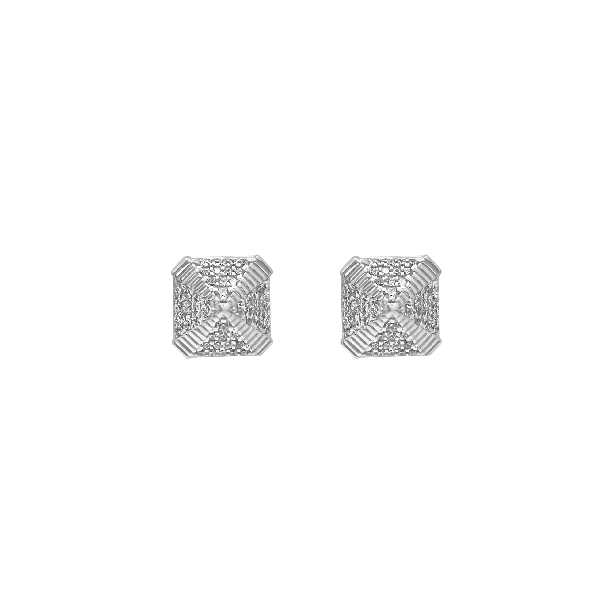 Sterling Silver Square CZ Screwback Studs (10.5mm)