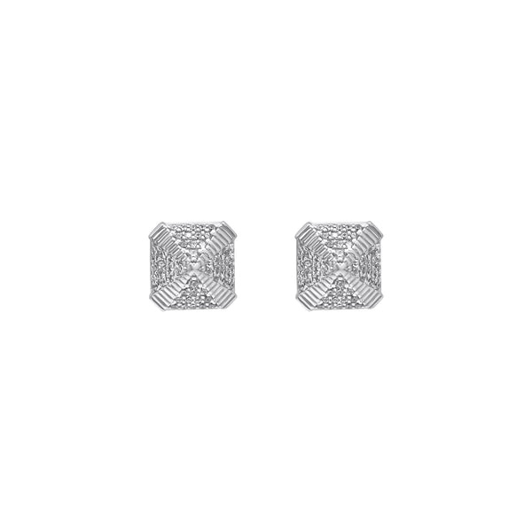 Sterling Silver Square CZ Screwback Studs (10.5mm)