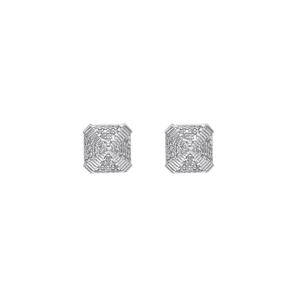 Sterling Silver Square CZ Screwback Studs (10.5mm)