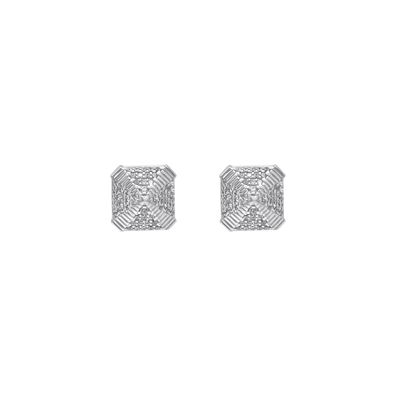 Sterling Silver Square CZ Screwback Studs (10.5mm)